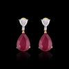 Lab Grown Ruby Pear-Cut Drop Earrings with Pavé Diamonds — 14K/18K Solid Gold
