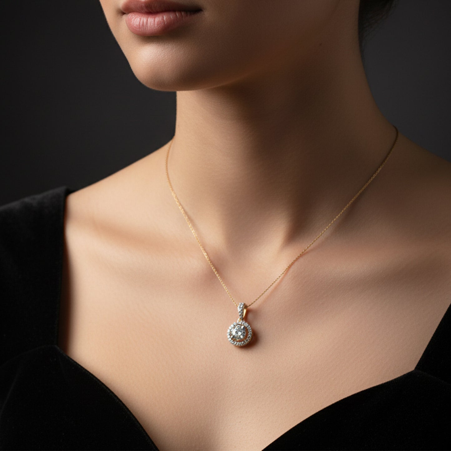 IGI Certified Lab Grown Diamond Round-Cut Cluster Pendant Necklace — 14K/18K Solid Gold, Adjustable Chain