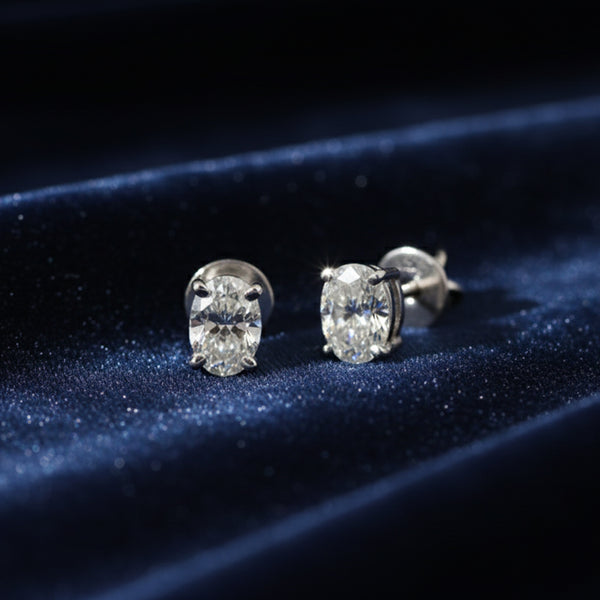 IGI Certified Lab Grown Oval-Cut Diamond Stud Earrings — 18K Solid Gold