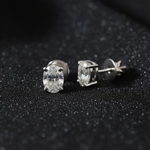 IGI Certified Lab Grown Oval-Cut Diamond Stud Earrings — 18K Solid Gold