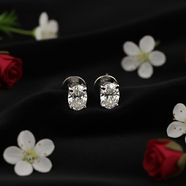 IGI Certified Lab Grown Oval-Cut Diamond Stud Earrings — 18K Solid Gold