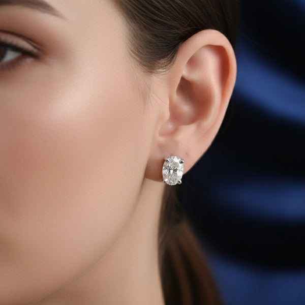 IGI Certified Lab Grown Oval-Cut Diamond Stud Earrings — 18K Solid Gold