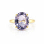 GIA Certified Natural Amethyst Oval-Cut Diamond Halo Ring — 18K Solid Gold