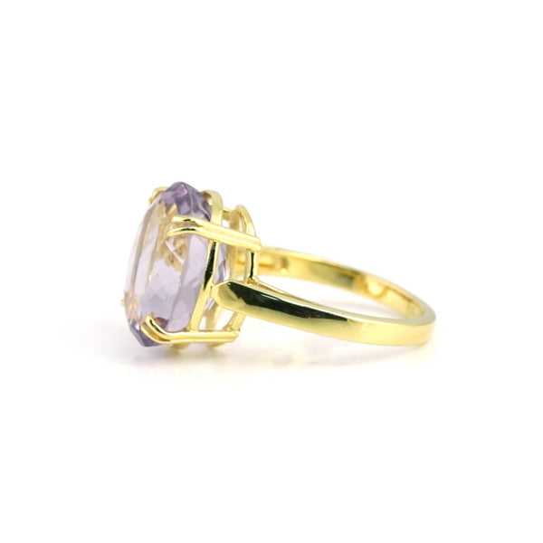 GIA Certified Natural Amethyst Oval-Cut Diamond Halo Ring — 18K Solid Gold