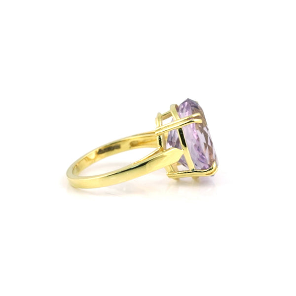 GIA Certified Natural Amethyst Oval-Cut Diamond Halo Ring — 18K Solid Gold