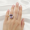 GIA Certified Natural Amethyst Oval-Cut Diamond Halo Ring — 18K Solid Gold