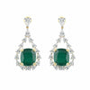 IGI Lab Grown Emerald & Diamond Oval Drop Earrings — Solid Gold, Halo Cluster