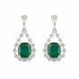 IGI Lab Grown Emerald & Diamond Oval Drop Earrings — Solid Gold, Halo Cluster