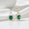 IGI Lab Grown Emerald & Diamond Oval Drop Earrings — Solid Gold, Halo Cluster