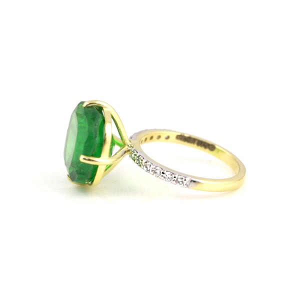 IGI Certified Lab Grown Emerald Cushion-Cut Diamond Halo Ring — 9K/14K Solid Gold