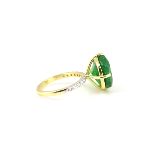 IGI Certified Lab Grown Emerald Cushion-Cut Diamond Halo Ring — 9K/14K Solid Gold