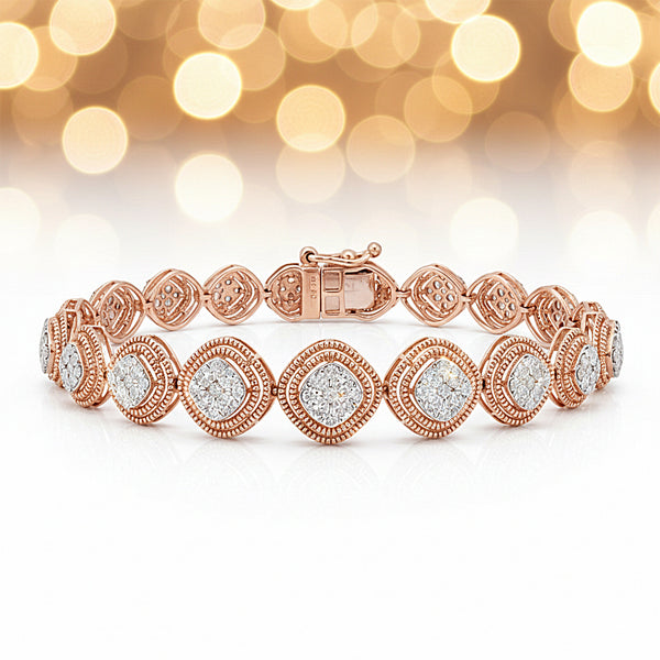 IGI Certified Lab Grown Diamond Pavé Tennis Bracelet — 14K/18K Solid Gold, 3 Carat