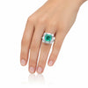IGI Certified Lab Grown Fancy Green Diamond Asscher-Cut Ring — Solid 14K and 18K Gold