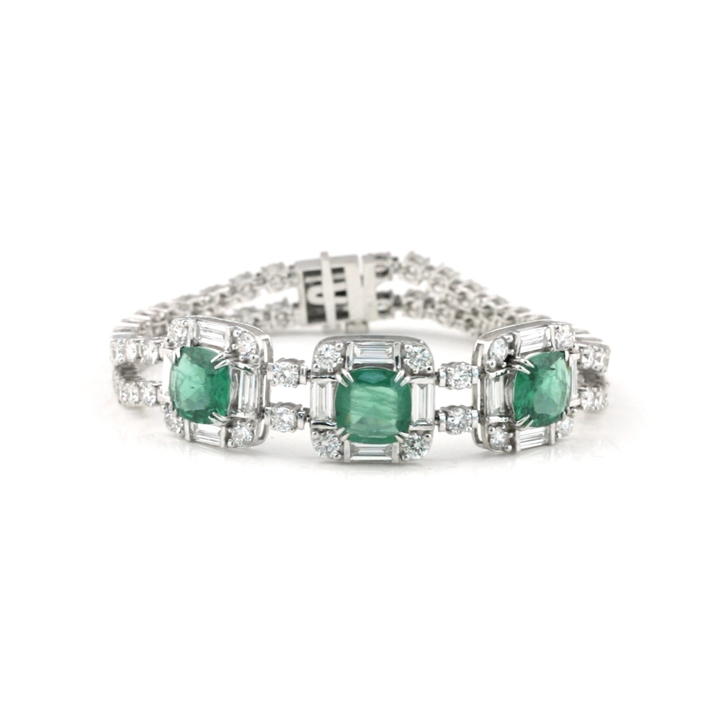 IGI Certified Lab Grown Emerald All-Stone Tennis Bracelet — 14K/18K Solid Gold, 17.47 Carat