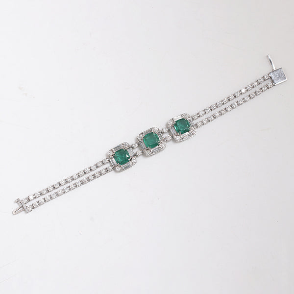 IGI Certified Lab Grown Emerald All-Stone Tennis Bracelet — 14K/18K Solid Gold, 17.47 Carat