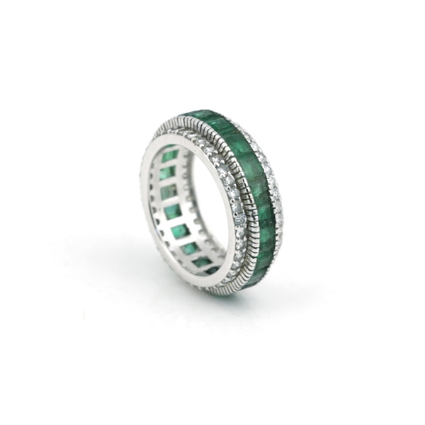 GIA Certified Natural Emerald Round-Cut Diamond Pave Halo Ring — 14K/18K Solid Gold