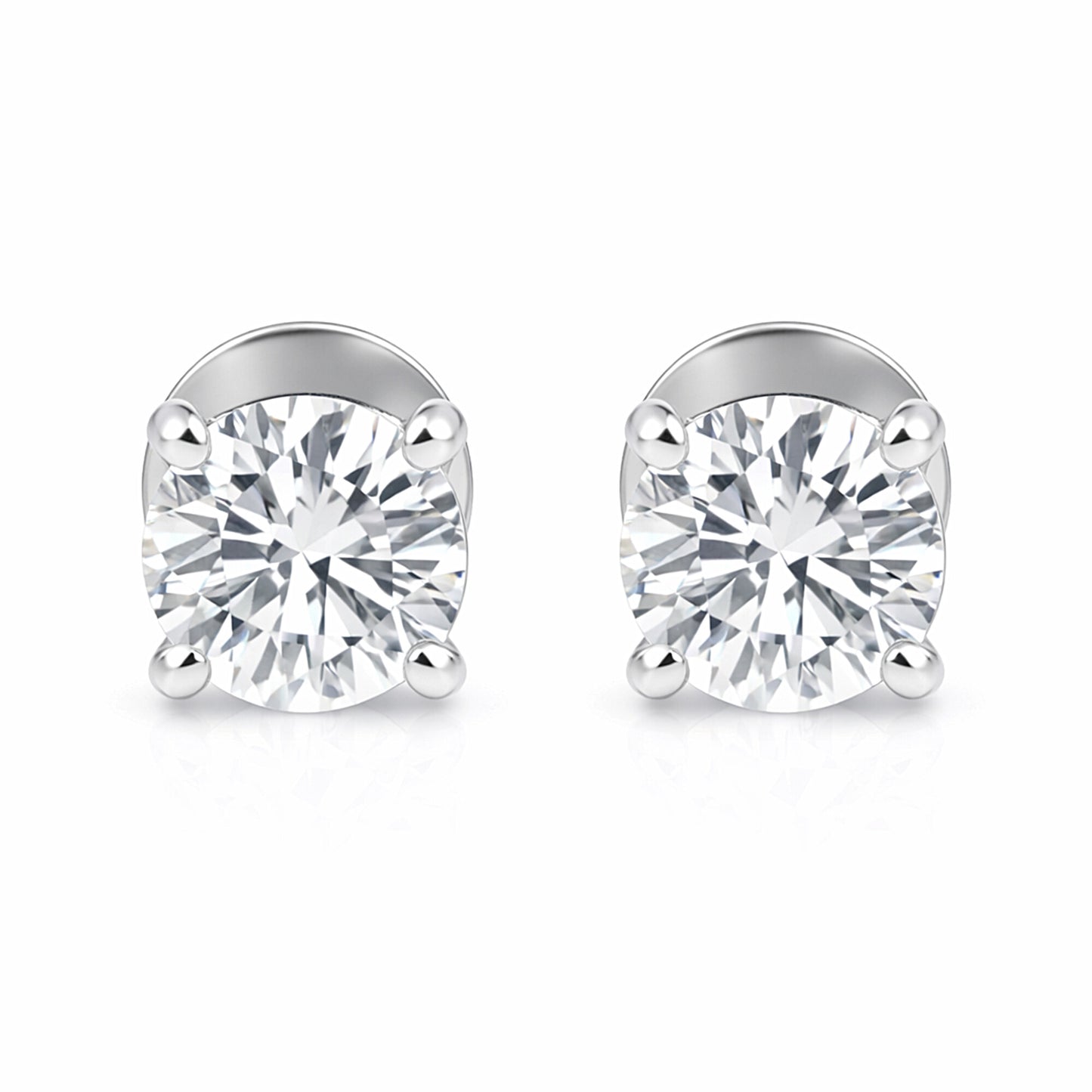 Lab Grown Diamond Accent Round Stud Earrings — Solid 14K / 18K Gold