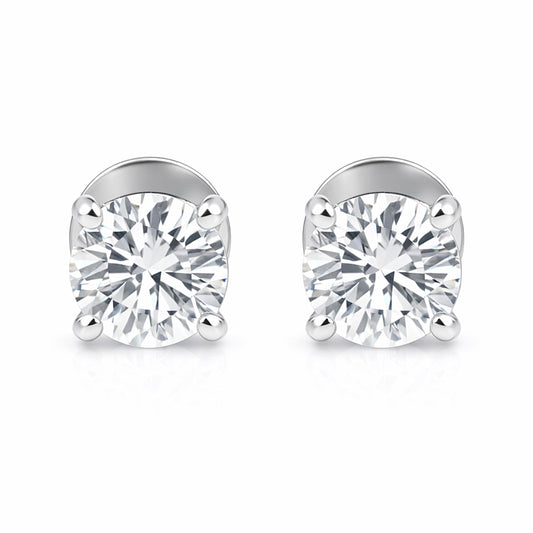 Lab Grown Diamond Accent Round Stud Earrings — Solid 14K / 18K Gold