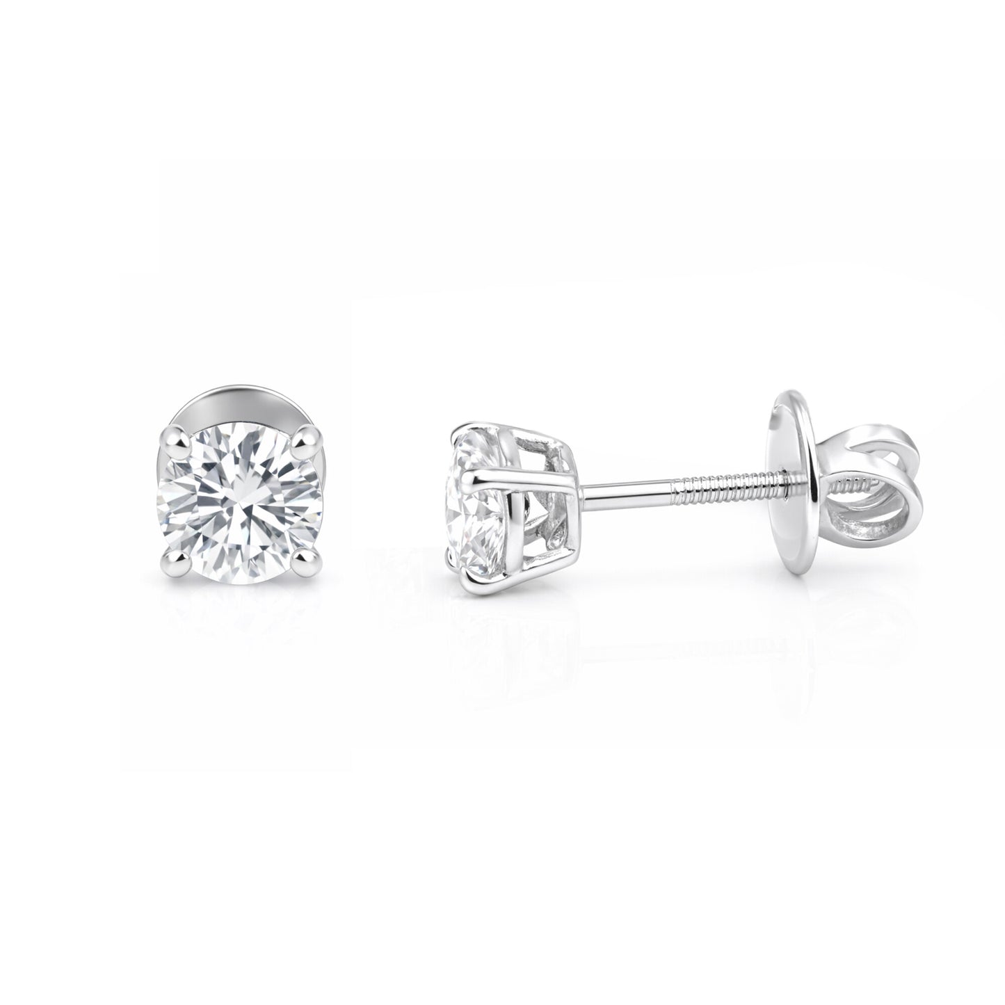 Lab Grown Diamond Accent Round Stud Earrings — Solid 14K / 18K Gold