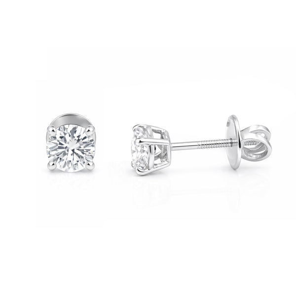 Lab Grown Diamond Accent Round Stud Earrings — Solid 14K / 18K Gold