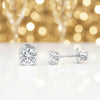 Lab Grown Diamond Accent Round Stud Earrings — Solid 14K / 18K Gold