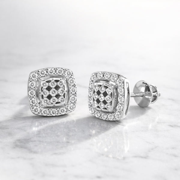 IGI Lab Grown Diamond Round Cluster Stud Earrings — Solid Gold, 0.676ct T.W.