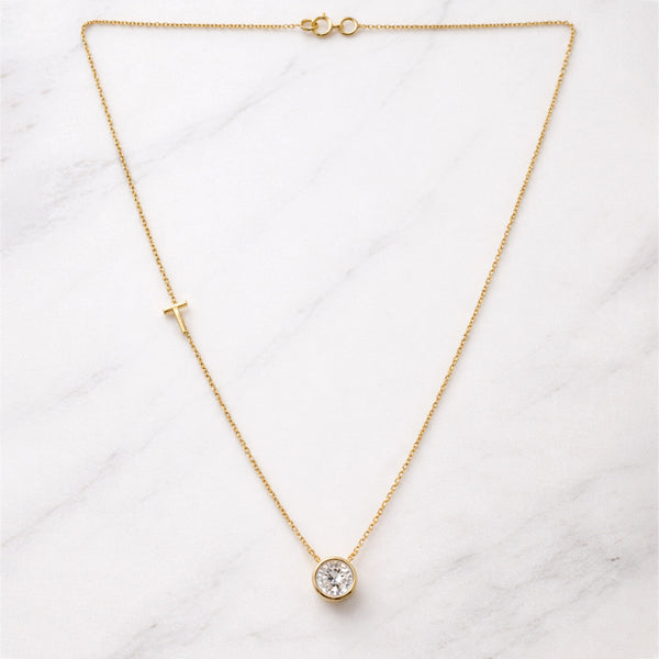IGI Certified Lab Grown Diamond Round-Cut Solitaire Pendant Necklace — 14K/18K Solid Gold, Adjustable Chain