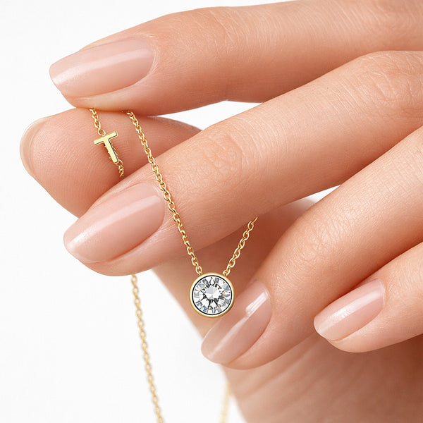 IGI Certified Lab Grown Diamond Round-Cut Solitaire Pendant Necklace — 14K/18K Solid Gold, Adjustable Chain