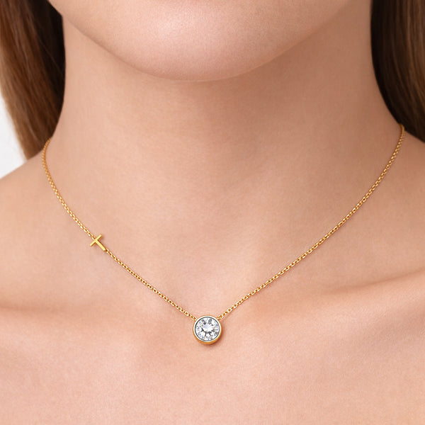 IGI Certified Lab Grown Diamond Round-Cut Solitaire Pendant Necklace — 14K/18K Solid Gold, Adjustable Chain
