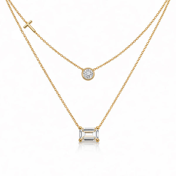 IGI Certified Lab Grown Diamond Mixed-Cut Duo Pendant Necklace — 14K/18K Solid Gold, Adjustable Chain