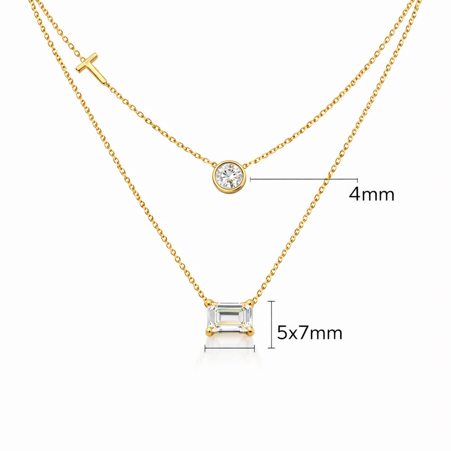 IGI Certified Lab Grown Diamond Mixed-Cut Duo Pendant Necklace — 14K/18K Solid Gold, Adjustable Chain