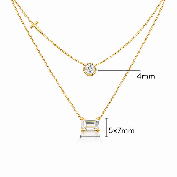 IGI Certified Lab Grown Diamond Mixed-Cut Duo Pendant Necklace — 14K/18K Solid Gold, Adjustable Chain