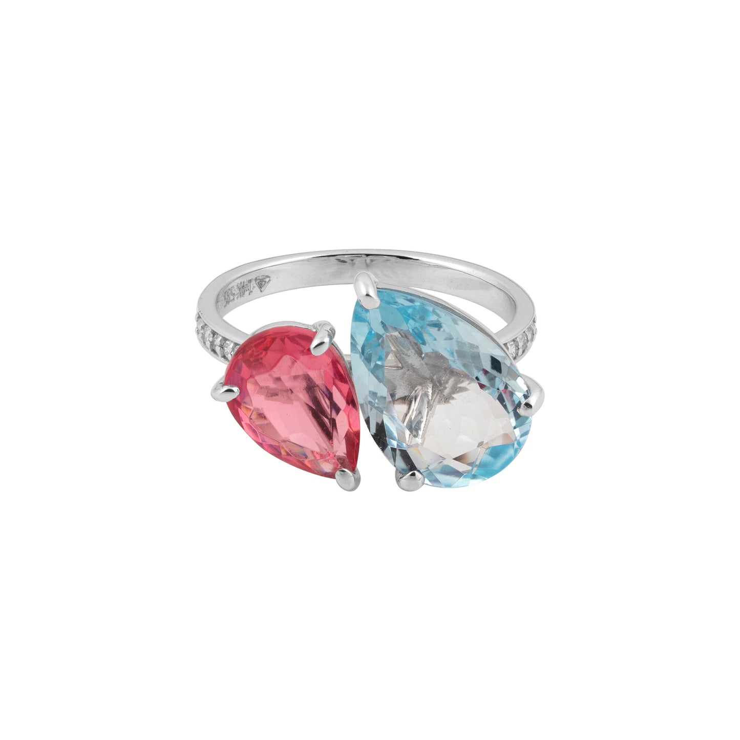 IGI Certified Lab Grown Topaz Pear-Cut Diamond Halo Ring — 14K/18K Solid Gold
