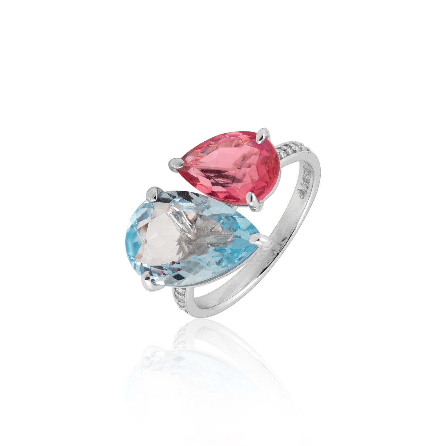 IGI Certified Lab Grown Topaz Pear-Cut Diamond Halo Ring — 14K/18K Solid Gold