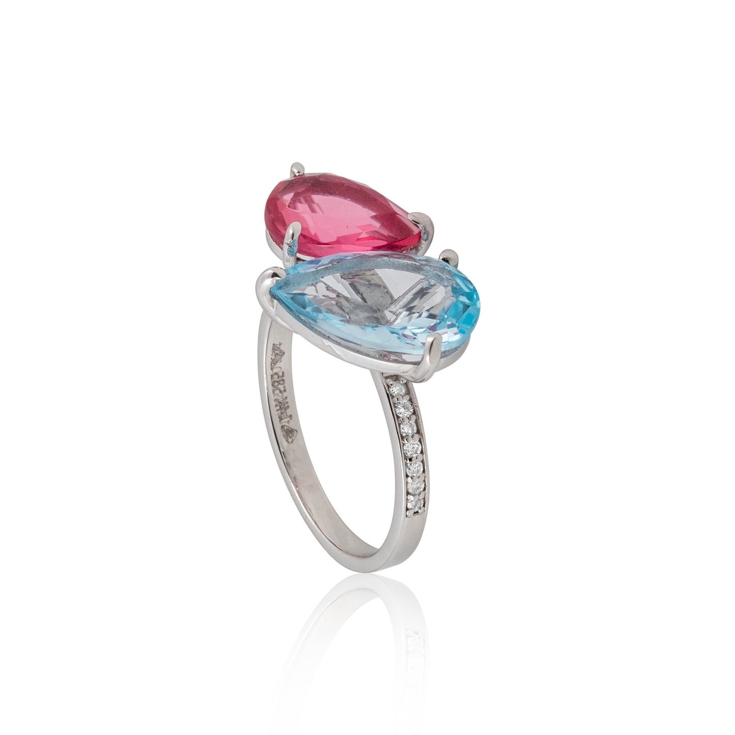IGI Certified Lab Grown Topaz Pear-Cut Diamond Halo Ring — 14K/18K Solid Gold