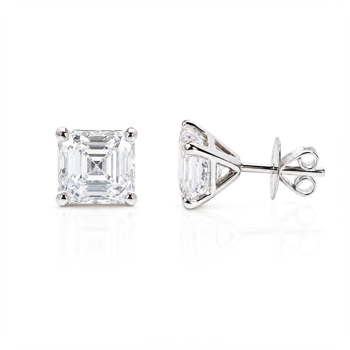 IGI Certified Lab Grown Asscher-Cut Diamond Stud Earrings — 14K/18K Solid Gold