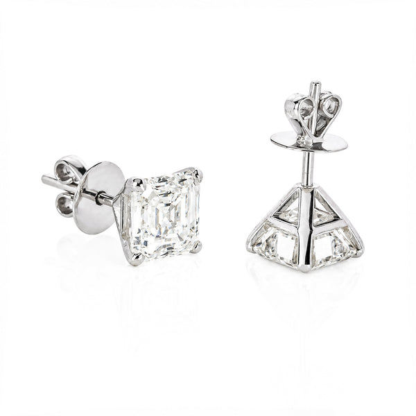 IGI Certified Lab Grown Asscher-Cut Diamond Stud Earrings — 14K/18K Solid Gold