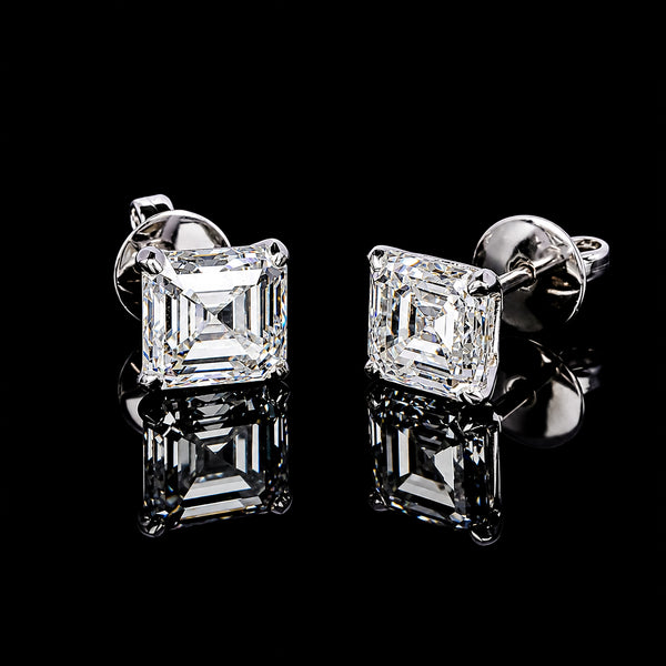 IGI Certified Lab Grown Asscher-Cut Diamond Stud Earrings — 14K/18K Solid Gold