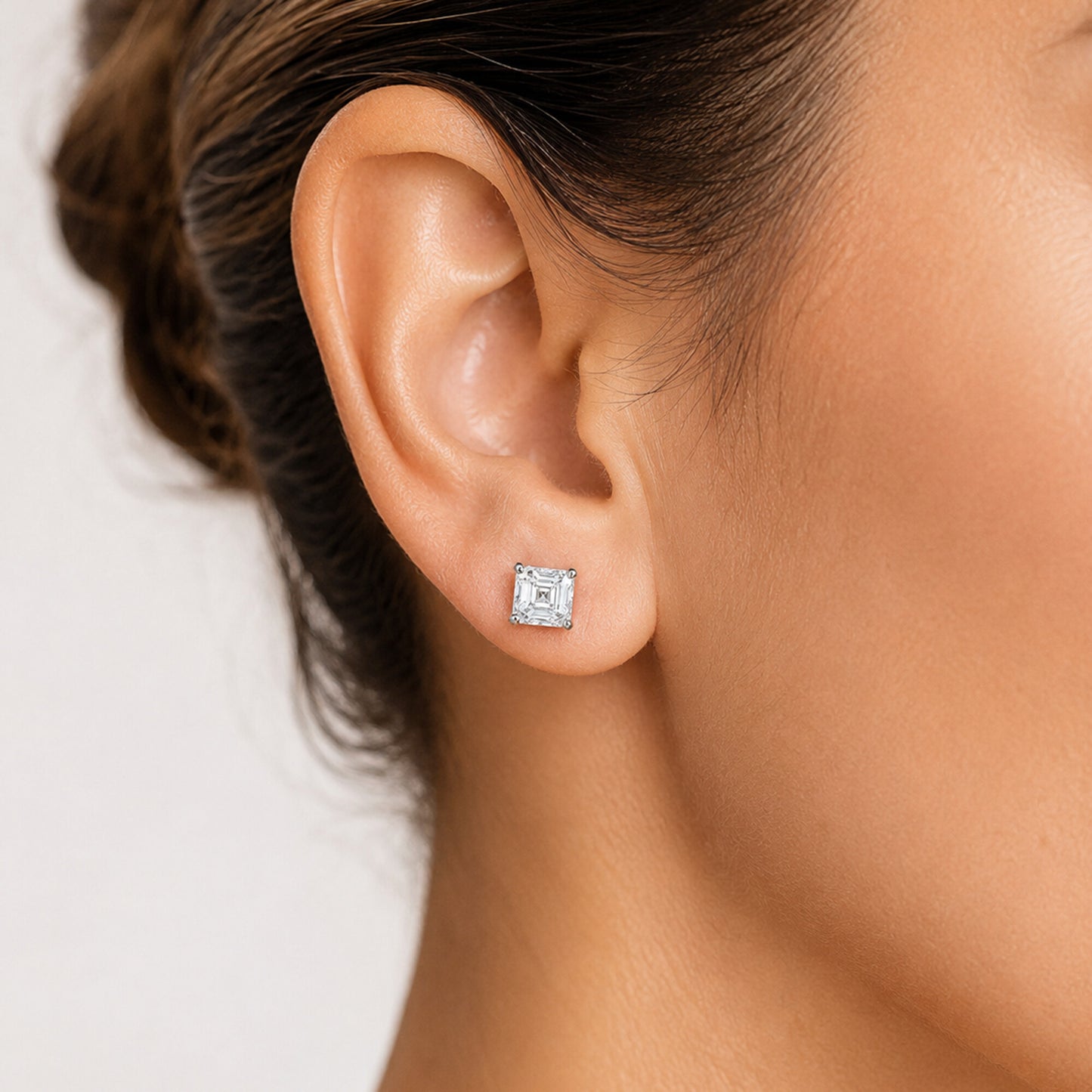 IGI Certified Lab Grown Asscher-Cut Diamond Stud Earrings — 14K/18K Solid Gold