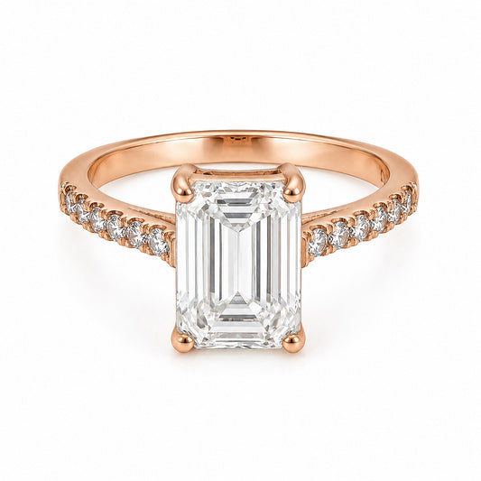 IGI Certified Lab Grown Diamond 0.35ct Emerald-Cut Solitaire Ring — 14K/18K Solid Gold