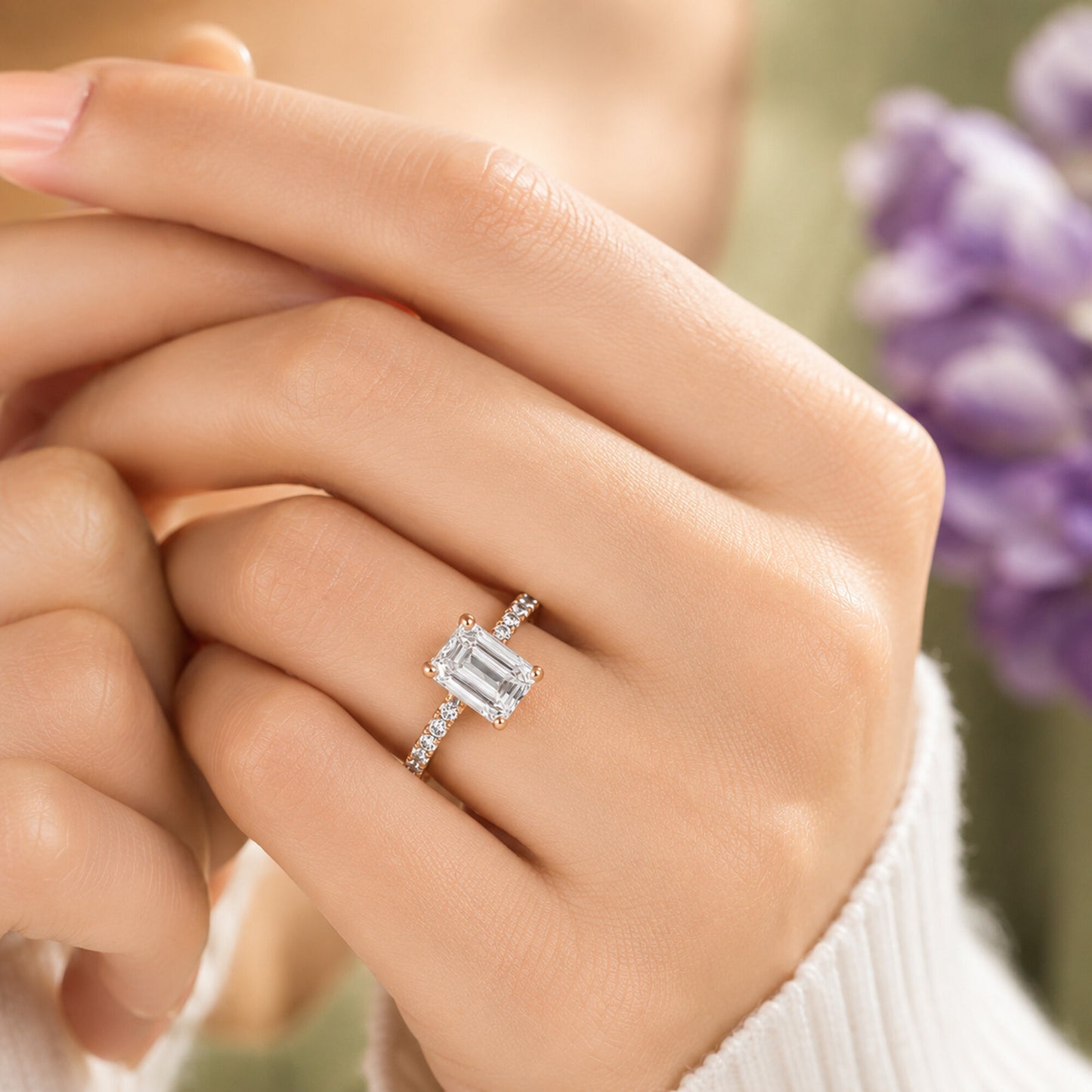 IGI Certified Lab Grown Diamond 0.35ct Emerald-Cut Solitaire Ring — 14K/18K Solid Gold