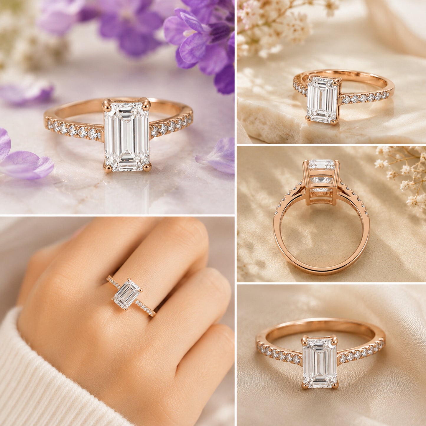 IGI Certified Lab Grown Diamond 0.35ct Emerald-Cut Solitaire Ring — 14K/18K Solid Gold