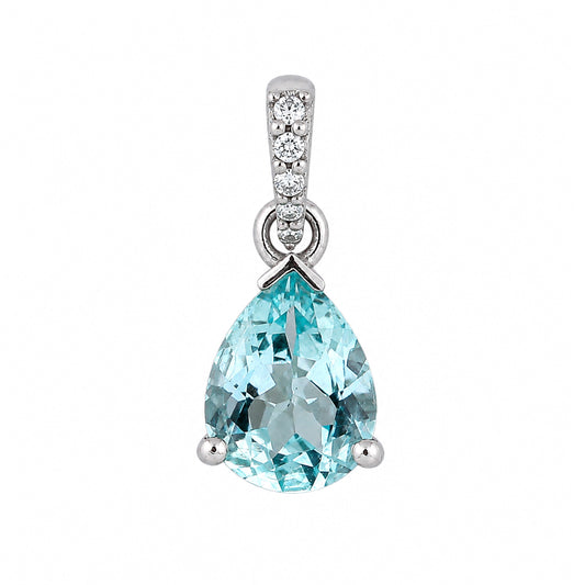 IGI Certified Lab Grown Fancy Aqua Blue Diamond Pear-Cut Halo Pendant Necklace — 10K/14K Solid Gold, Adjustable Chain
