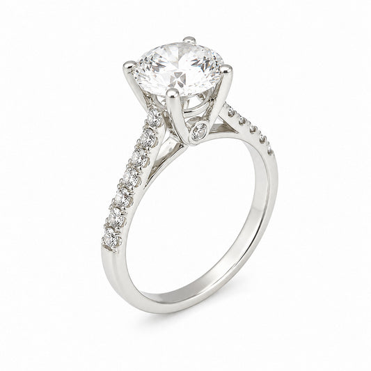 IGI Certified Lab Grown Diamond 0.427ct Round Halo Cluster (Refined) Ring — 14K/18K Solid Gold