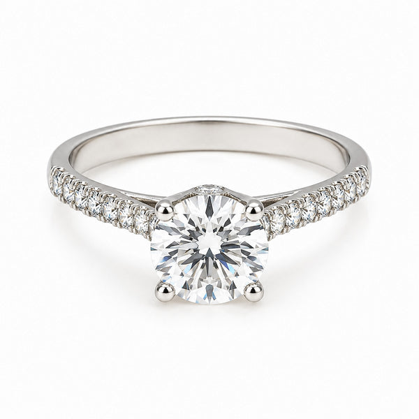 IGI Certified Lab Grown Diamond 0.427ct Round Halo Cluster (Refined) Ring — 14K/18K Solid Gold