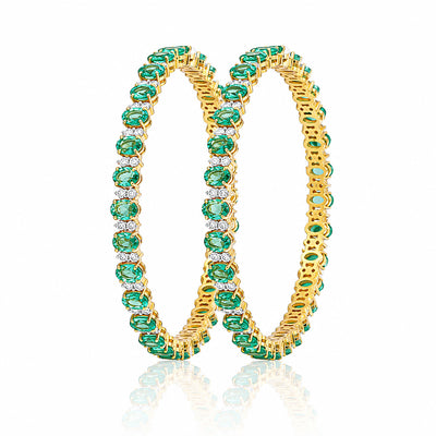 IGI Certified Lab Grown Emerald Oval-Cut Statement Bangle — 14K/18K Solid Gold