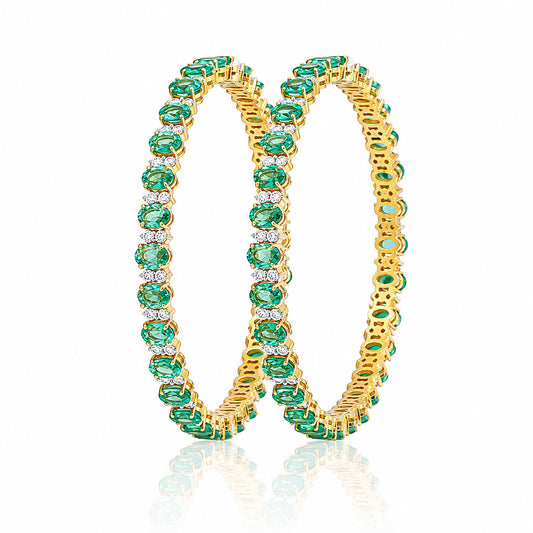 IGI Certified Lab Grown Emerald Oval-Cut Statement Bangle — 14K/18K Solid Gold