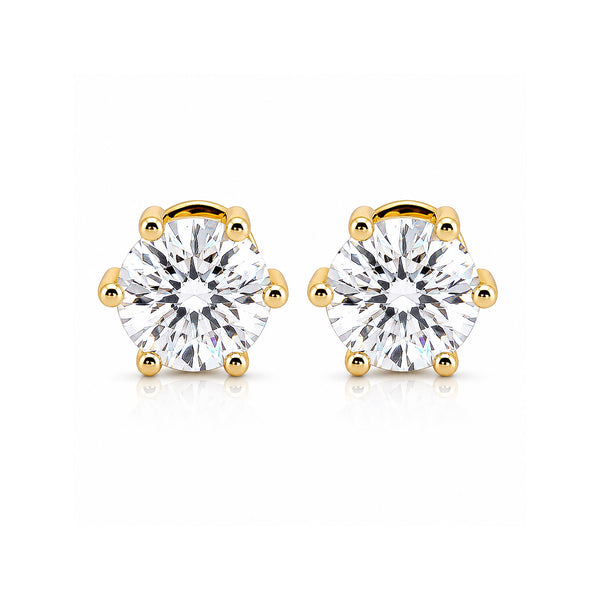 Lab Grown Diamond Accent Round Stud Earrings — Solid 14K / 18K Gold