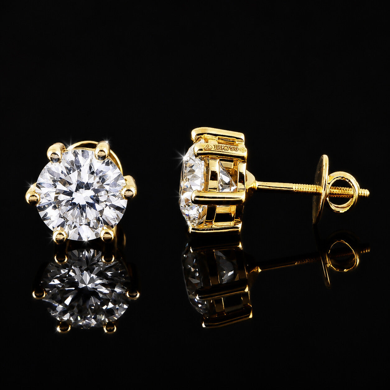 Lab Grown Diamond Accent Round Stud Earrings — Solid 14K / 18K Gold