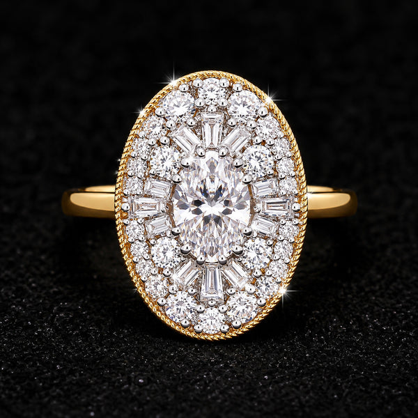 IGI Certified Lab Grown Diamond 0.98ct Fancy-Cut Halo Cluster Ring — 14K/18K Solid Gold